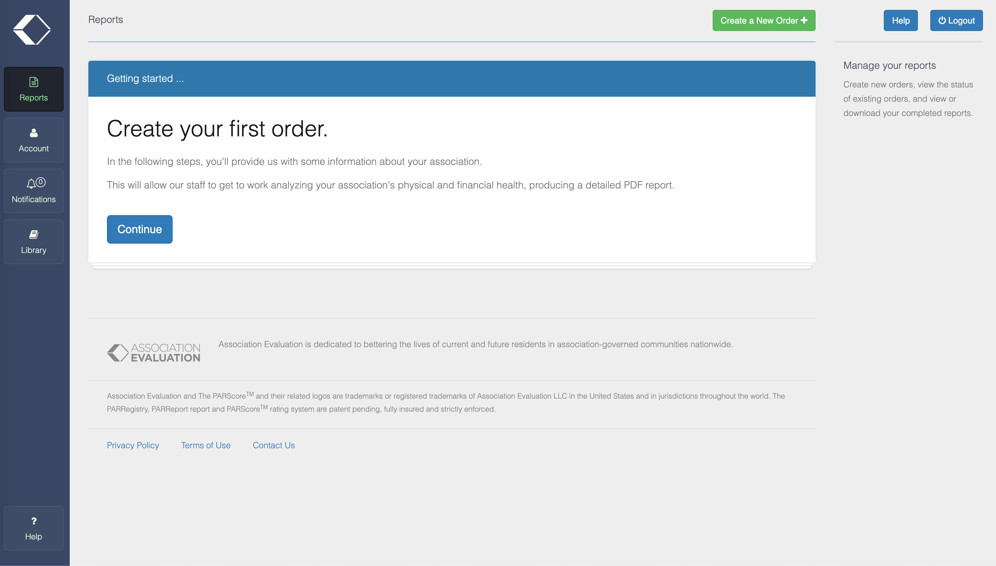 PAR Score New Order Page