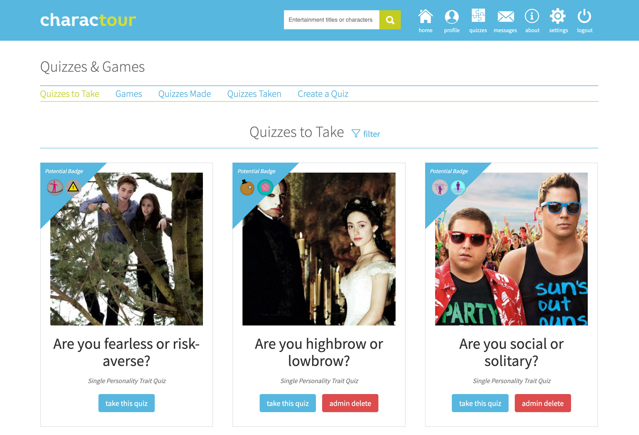 CharacTour Personality Test