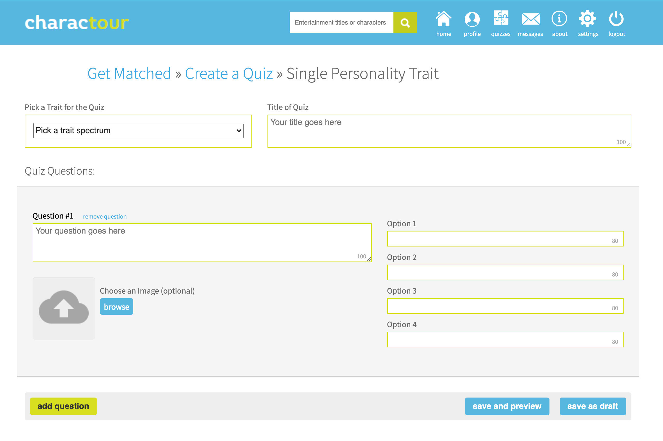 CharacTour Admin Backend Data Display